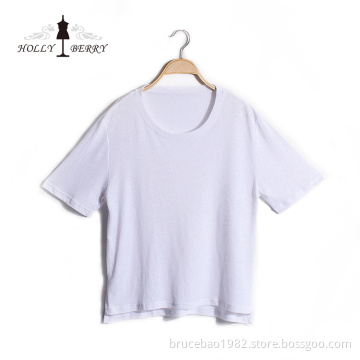 Lightweight Round Collar Solid White Regular Shirt